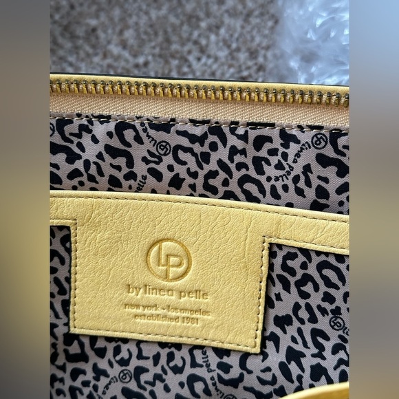 Linea Pelle Yellow Zip Around Clutch Bag Genuine Leather Studded Detail - Picture 11 of 11